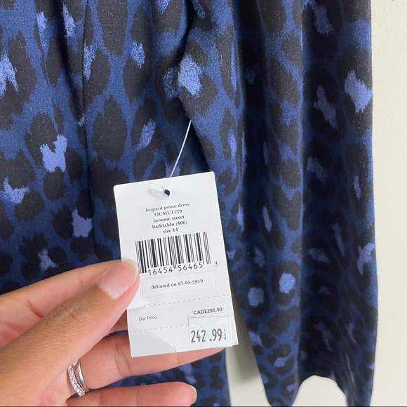 Kate Spade Broome Street Blue Leopard Ponte Dress Size 14 - Picture 12 of 12